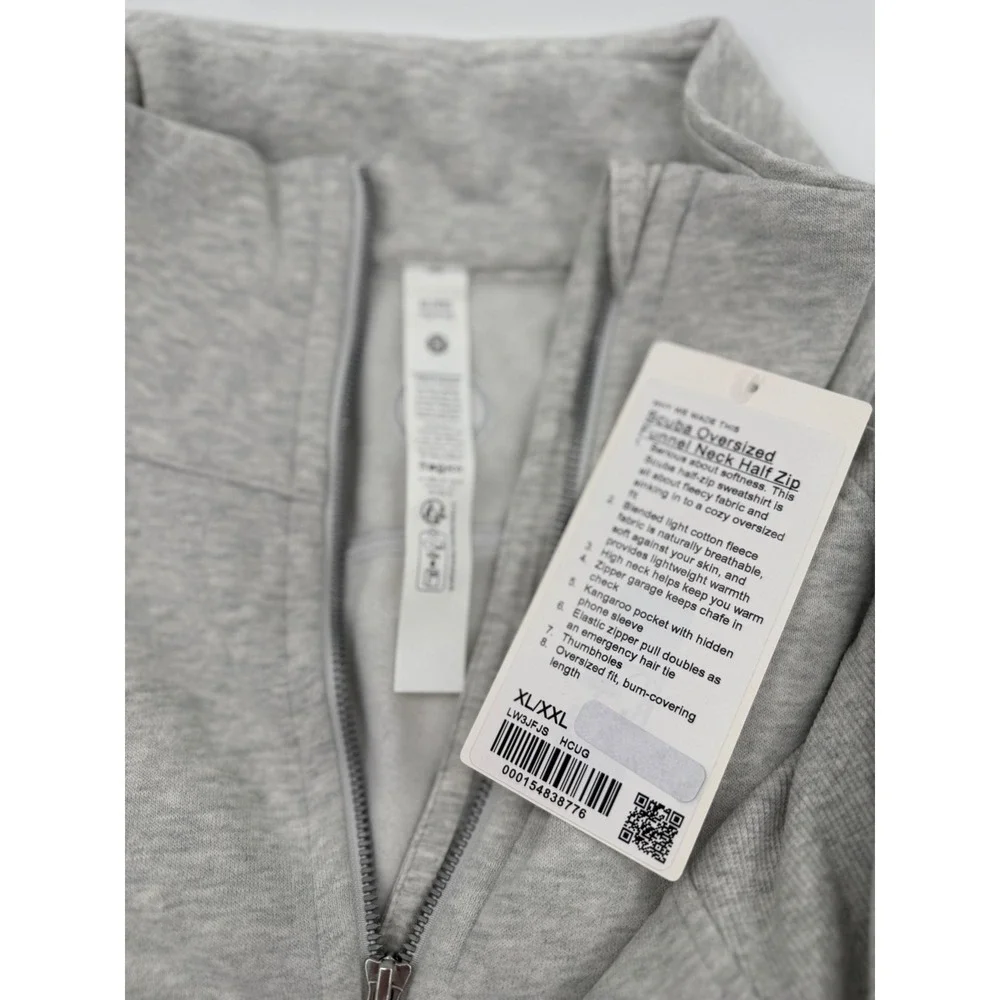 Lululemon Scuba Oversized Funnel Neck Half Zip Heathered Core Light Grey XL/XXL